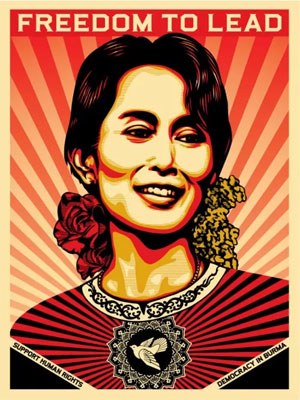 Shepard Faireys representation of Aung San Suu Kyi 