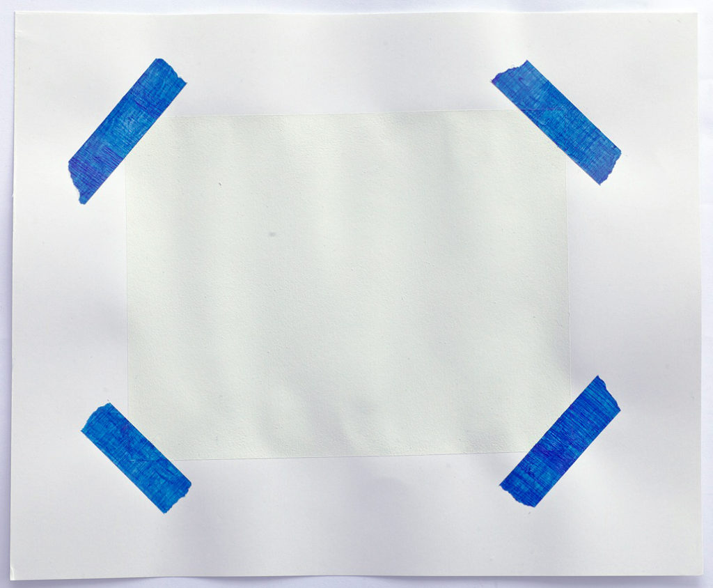 artwork with white paper and blue ink