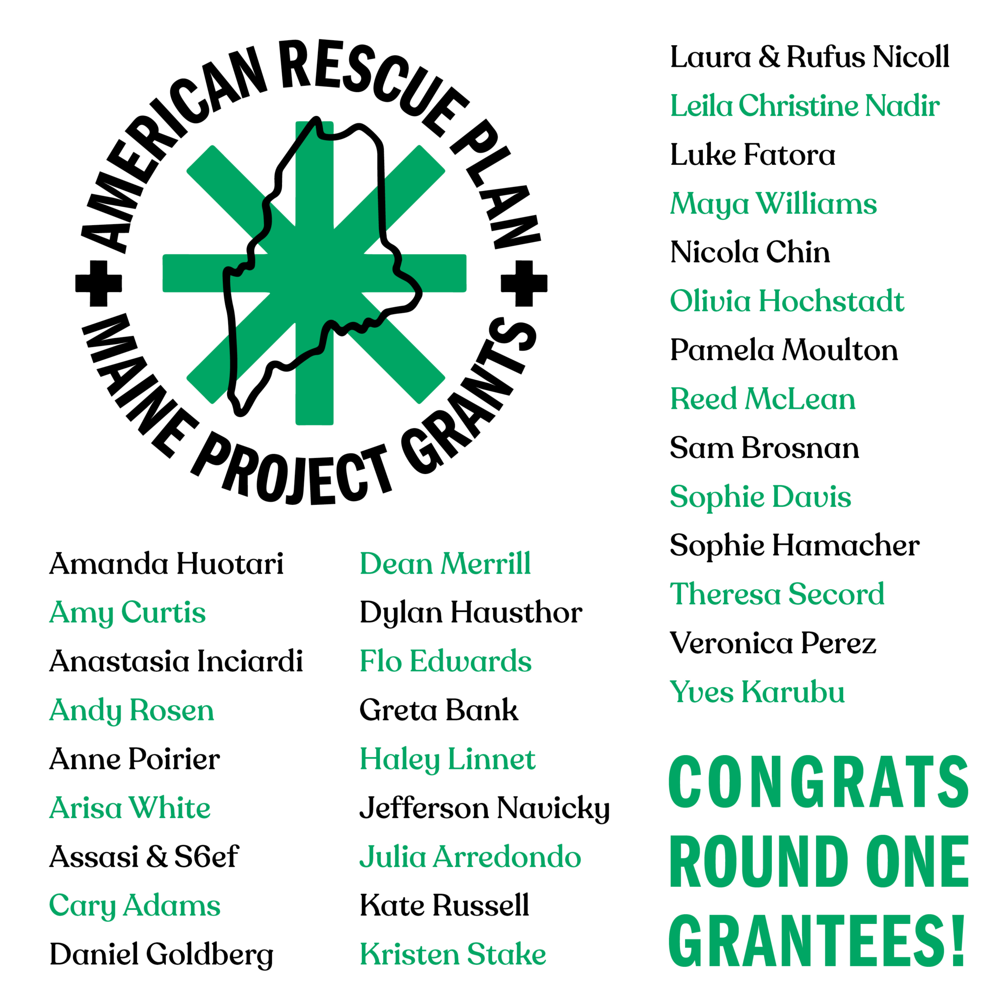 Announcing the ARP Maine Project Grant Round 1 Grantees SPACE