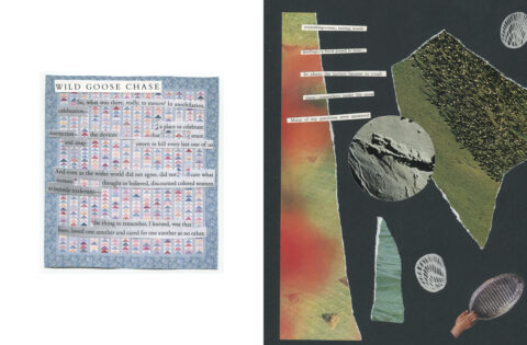 two collages of cut-up poetry and found images