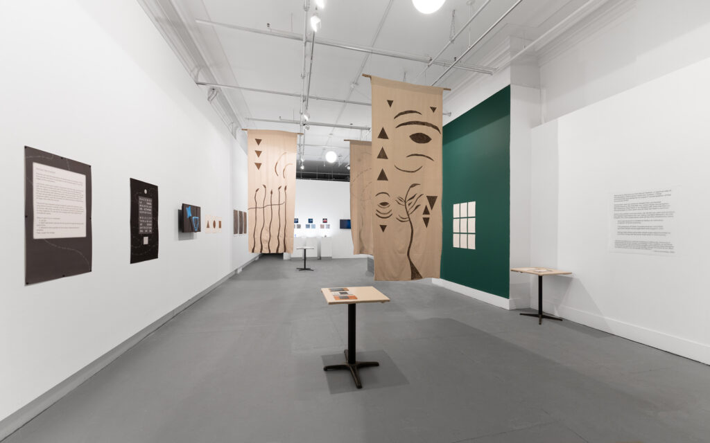 An exhibition view of Sara Smith's Red Spruce Salt Marsh Station installation, chronicling her research into Inside the Breath (In Network Time), at SPACE in Jan-Feb, 2026 [Photo by Joel Tsui / Art Archival]